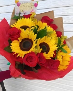Ramo de Girasoles y Rosas en Funza R139 - Floristería en Funza Te Mando Flores.